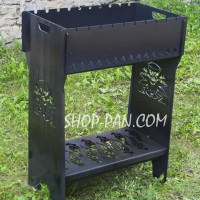 Мангал разборный высокий на 12 шампуров с подставкой для дров и индивидуальной гравировкой