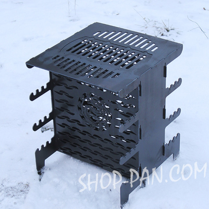 Мангал вертикальный разборный с индивидуальной гравировкой - в подарок