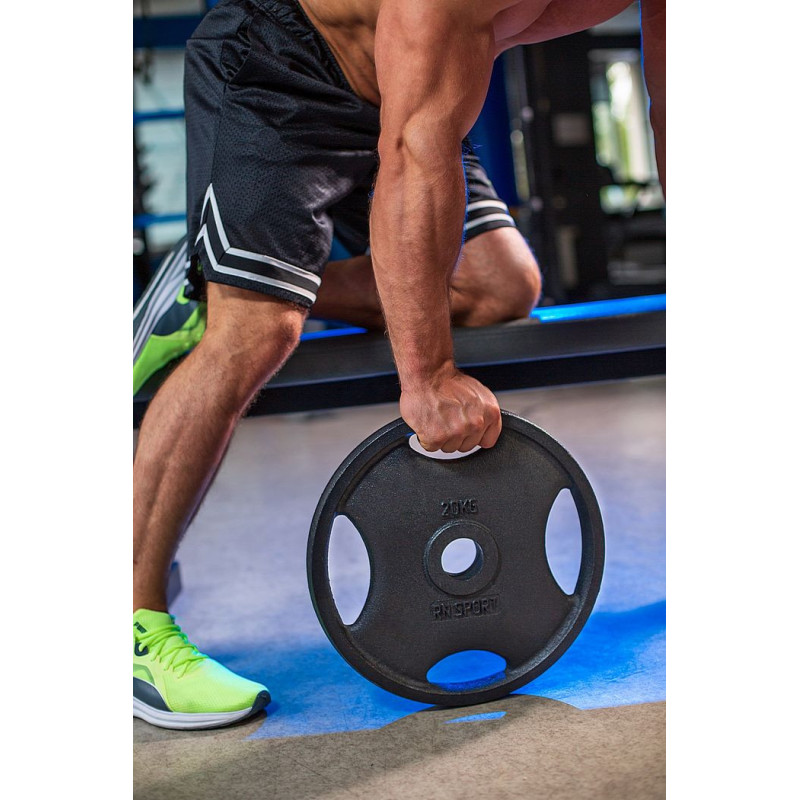 Блин RN-Sport 20 кг Ø51 мм для штанги с Quatro хватом. Черный