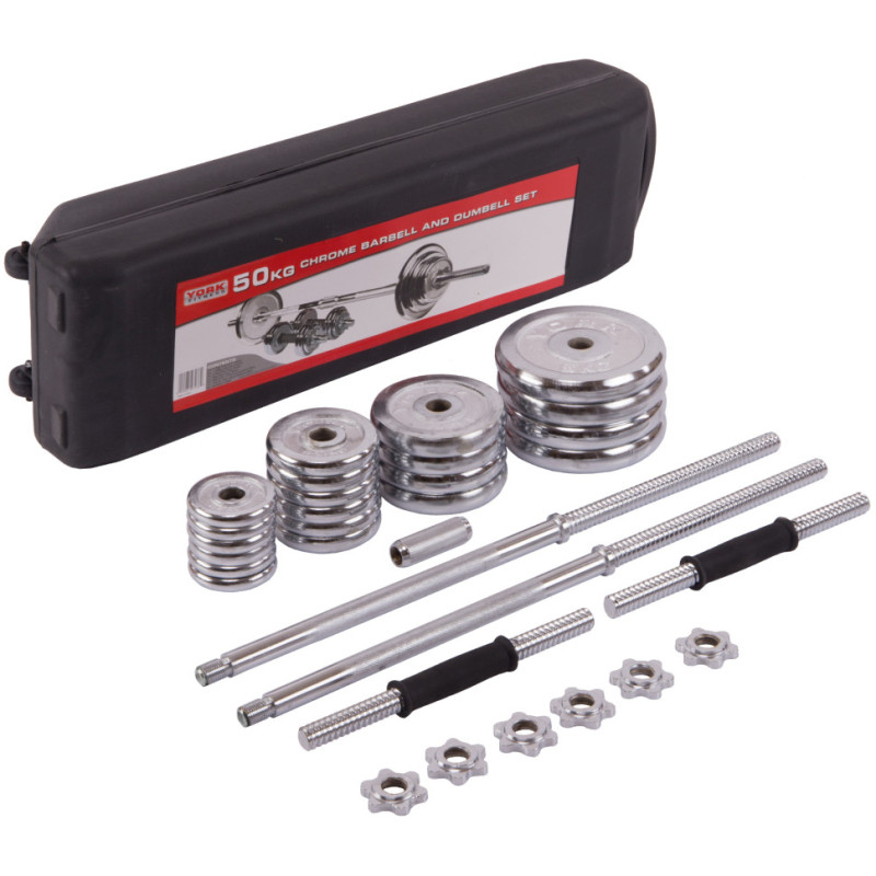 Гантели York Сірий 50кг Хром Сталь Гайки Вейдера Комплект Для дому