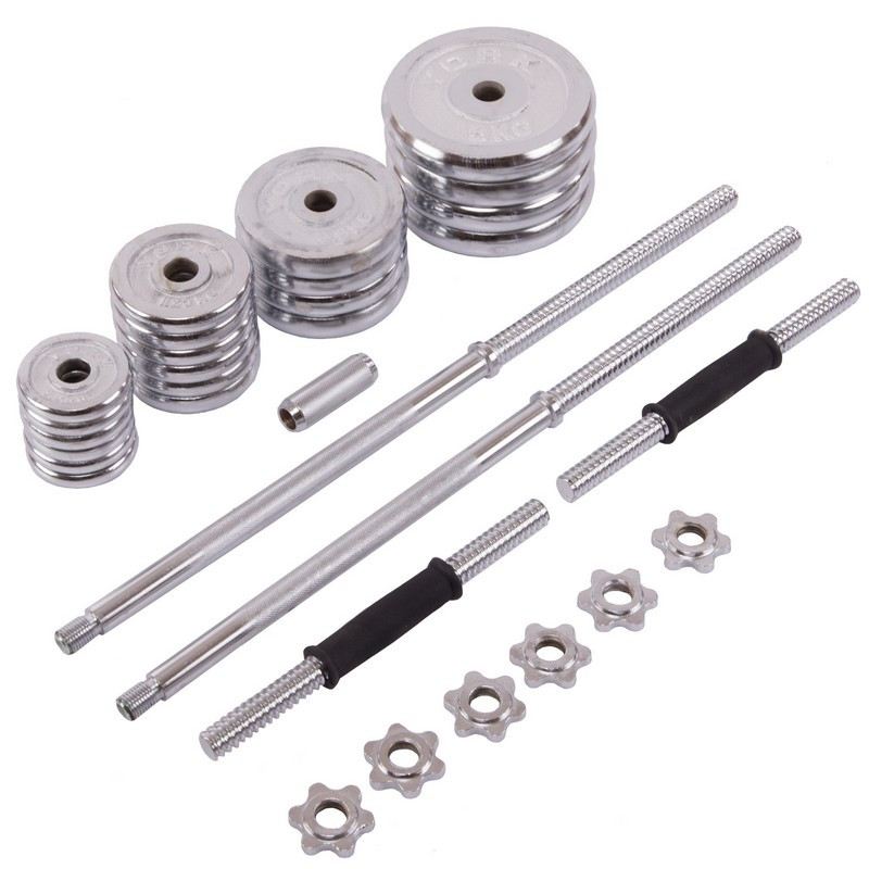 Гантели York Сірий 50кг Хром Сталь Гайки Вейдера Комплект Для дому