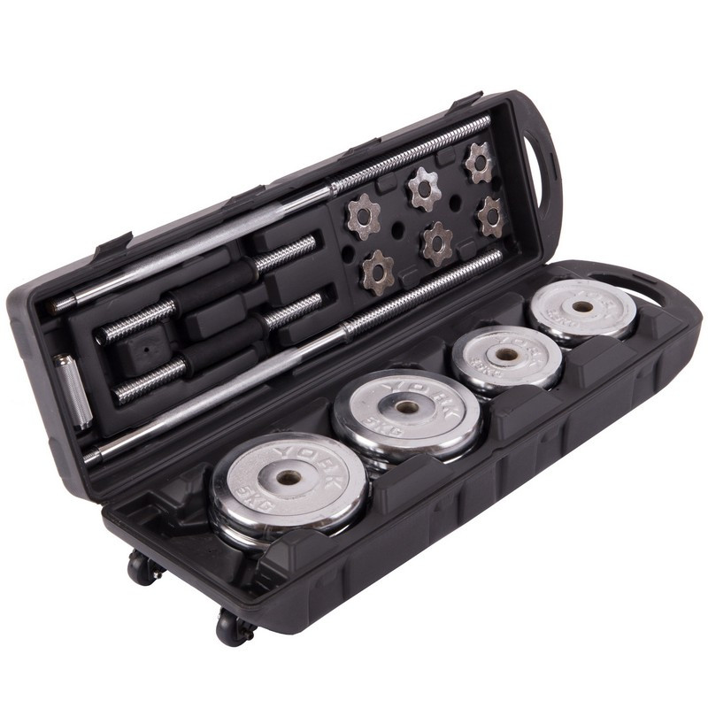 Гантели York Сірий 50кг Хром Сталь Гайки Вейдера Комплект Для дому