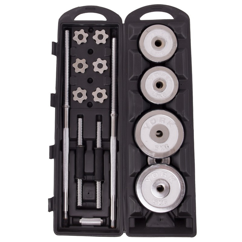 Гантели York Сірий 50кг Хром Сталь Гайки Вейдера Комплект Для дому