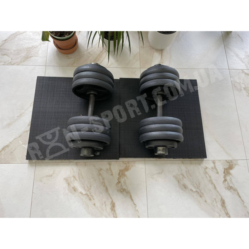 Комплект защитного покрытия из литой резины под скамью, штангу, гантели, 2х2 м