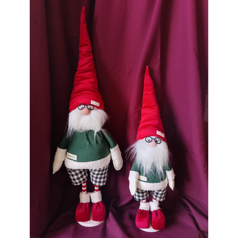 Іграшка м'яка новорічна Скандинавський Гном 65см зелено-червоний