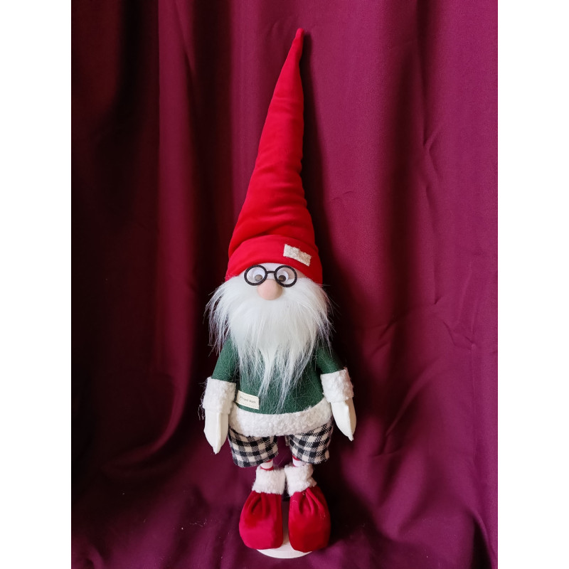 Іграшка м'яка новорічна Скандинавський Гном 65см зелено-червоний