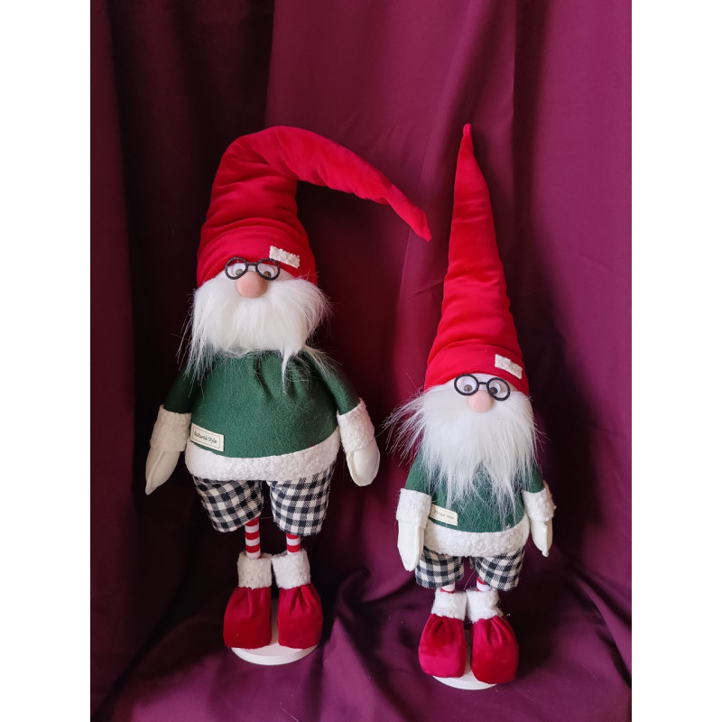 Іграшка м'яка новорічна Скандинавський Гном 65см зелено-червоний