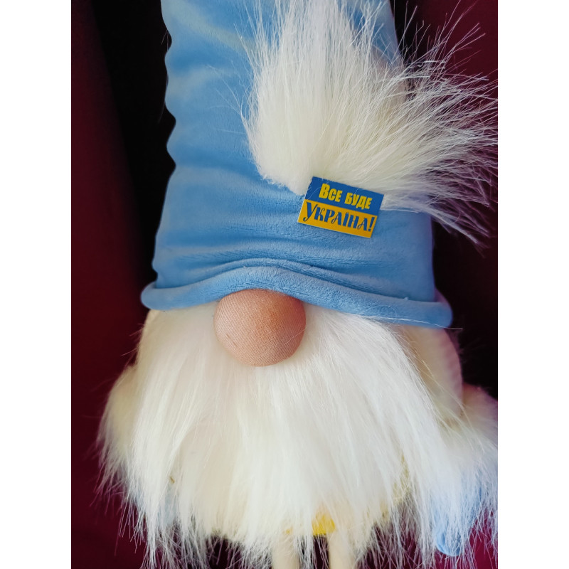 Іграшка новорічна мягка Гном патріотичний скандинавський 50 см на ніжках