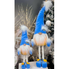 Іграшка новорічна мягка Гном патріотичний скандинавський 50 см на ніжках