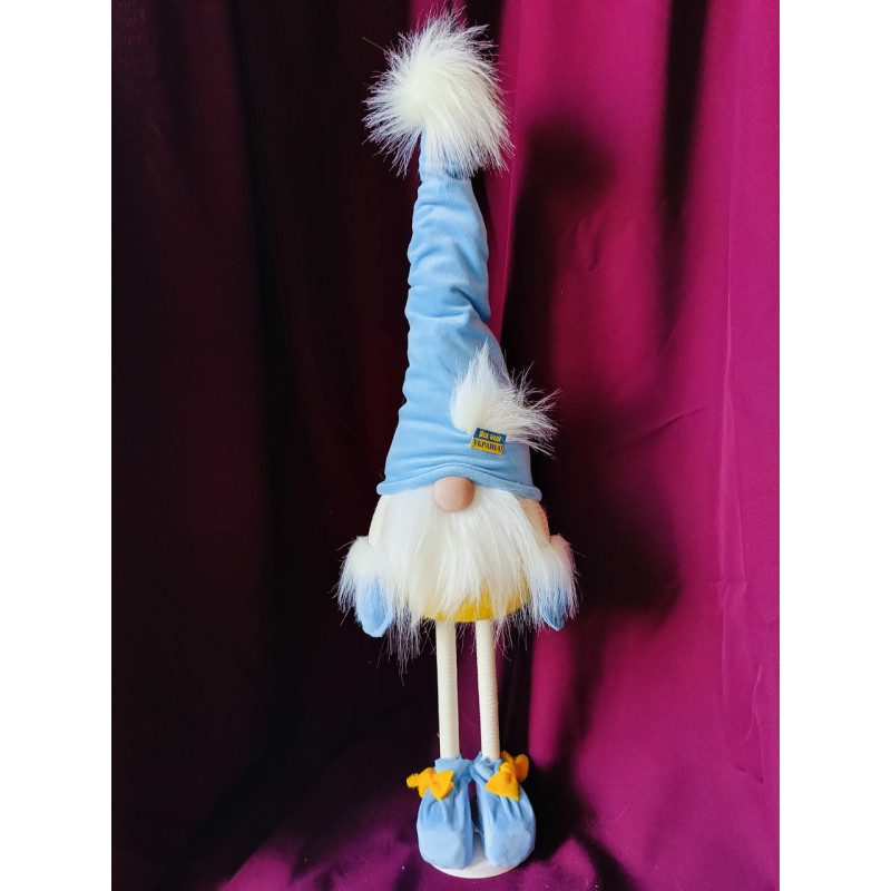 Іграшка новорічна мягка Гном патріотичний скандинавський 50 см на ніжках