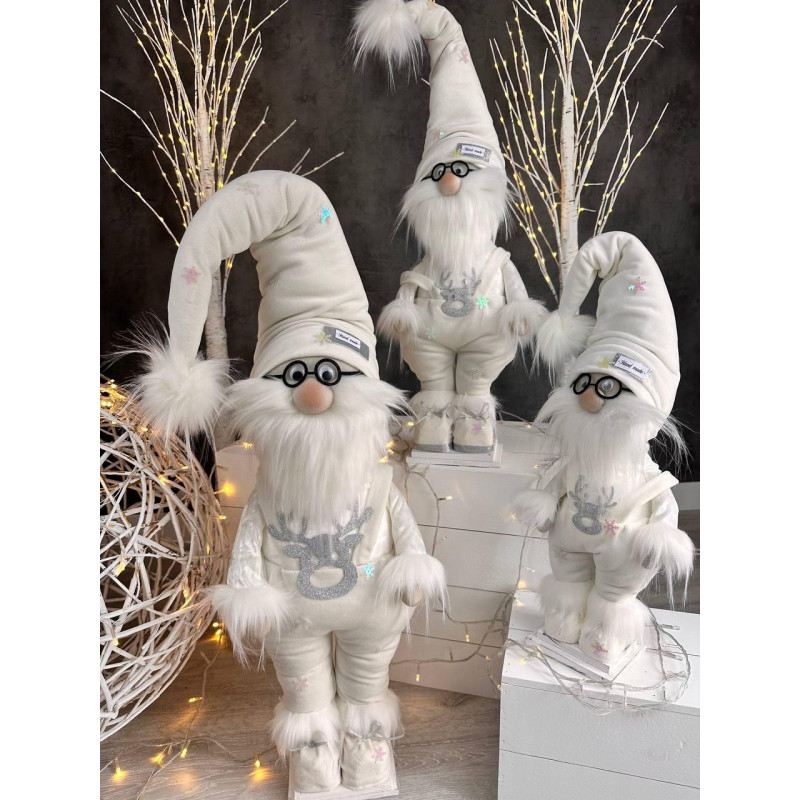 Новорічна іграшка Санта 65см білий