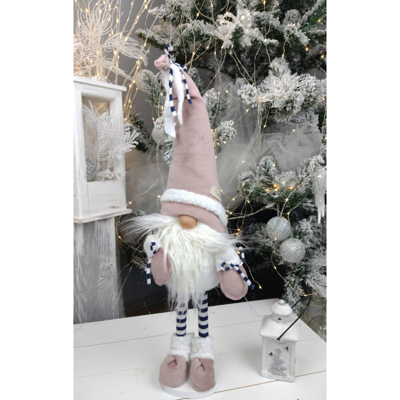 Іграшка м'яка Гном 75см пудровий скандинавський, різдвяний ельф, санта-клаус новорічний