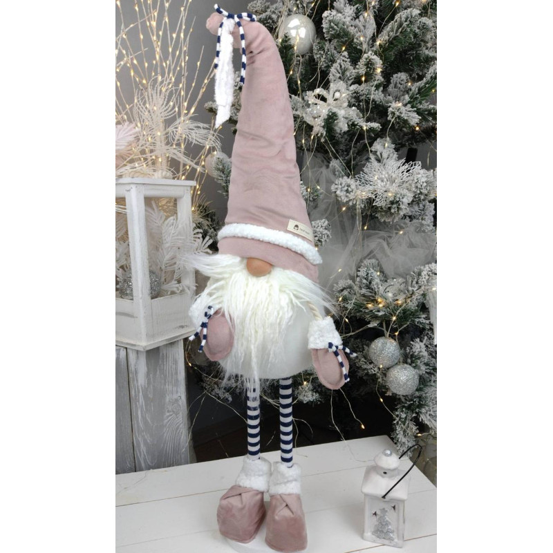 Іграшка м'яка Гном скандинавський 50см пудровий, різдвяний ельф