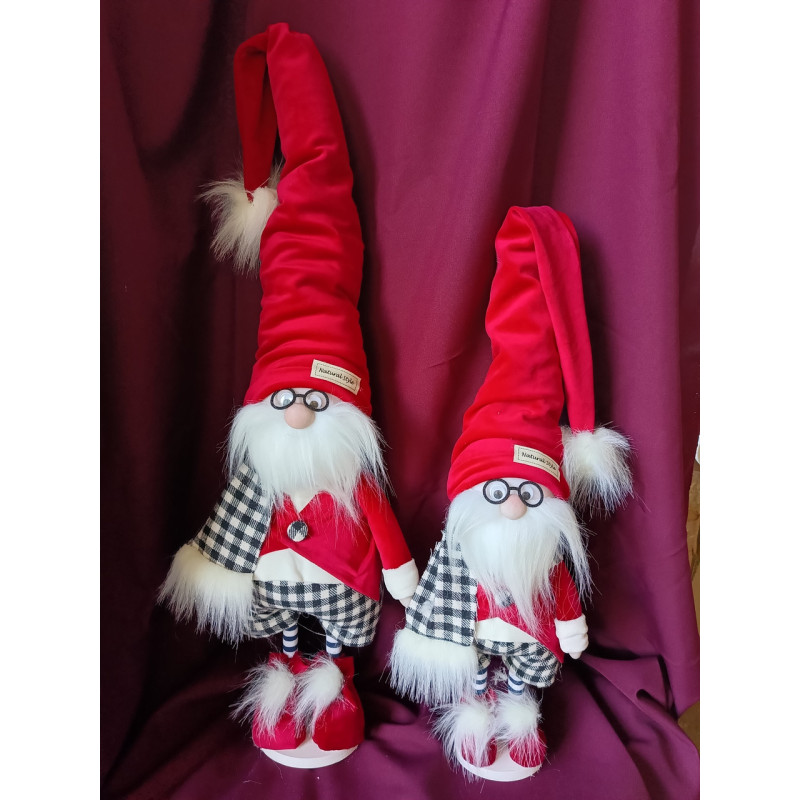 Іграшка мягка новорічна Гном скандинавський 65см в окулярах червоний 