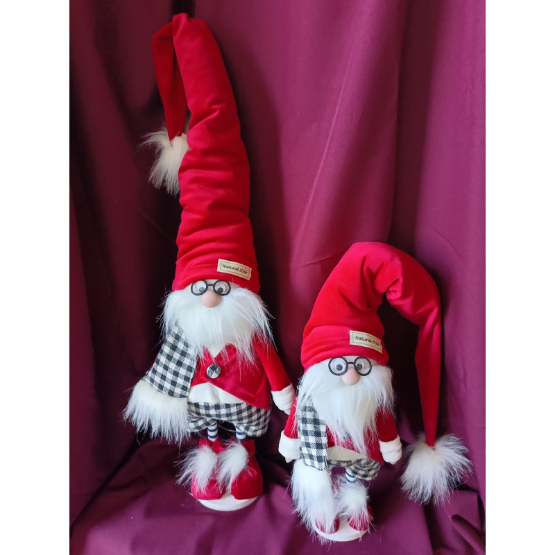 Іграшка мягка новорічна Гном скандинавський 65см в окулярах червоний 