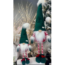 Іграшка новорічна м'яка Гном зелений скандинавський 50 см на ніжках