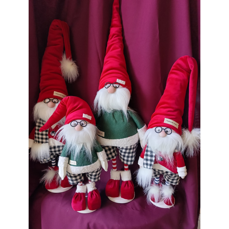 Іграшка м'яка новорічна Інтер'єрний Гном 80см скандинавський зелено-червоний