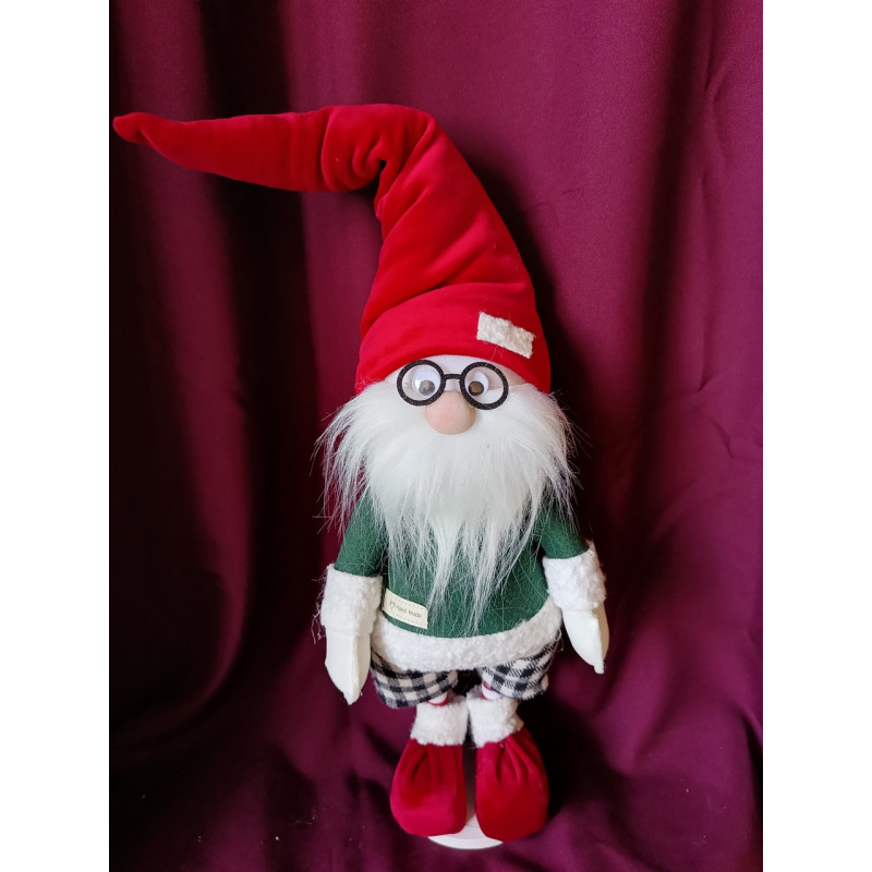 Іграшка м'яка новорічна Інтер'єрний Гном 80см скандинавський зелено-червоний