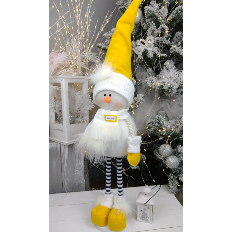 Іграшка м'яка Сніговик 75см на ніжках, декор новорічний