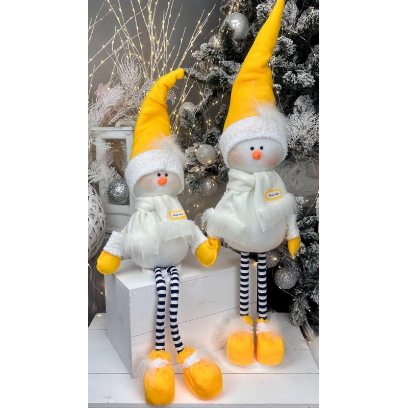 Іграшка м'яка Сніговик 75см на ніжках, декор новорічний