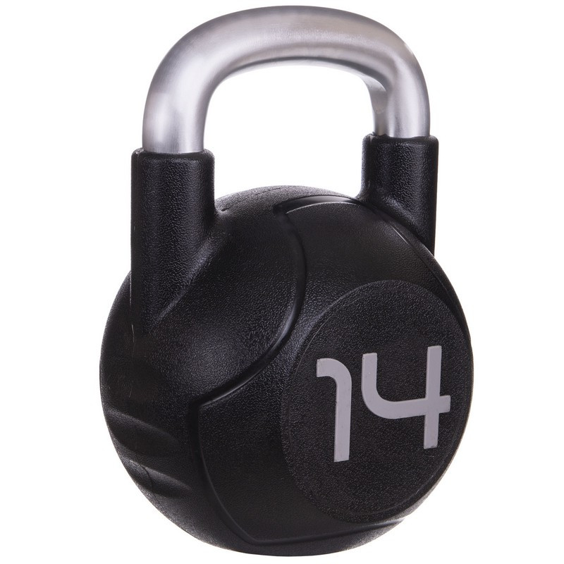 Гиря PU с хромированной ручкой Кроссфит Zelart TA-2681-14 14кг (MD2220-14) (PU, черный)