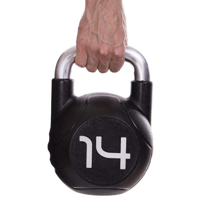 Гиря PU с хромированной ручкой Кроссфит Zelart TA-2681-14 14кг (MD2220-14) (PU, черный)