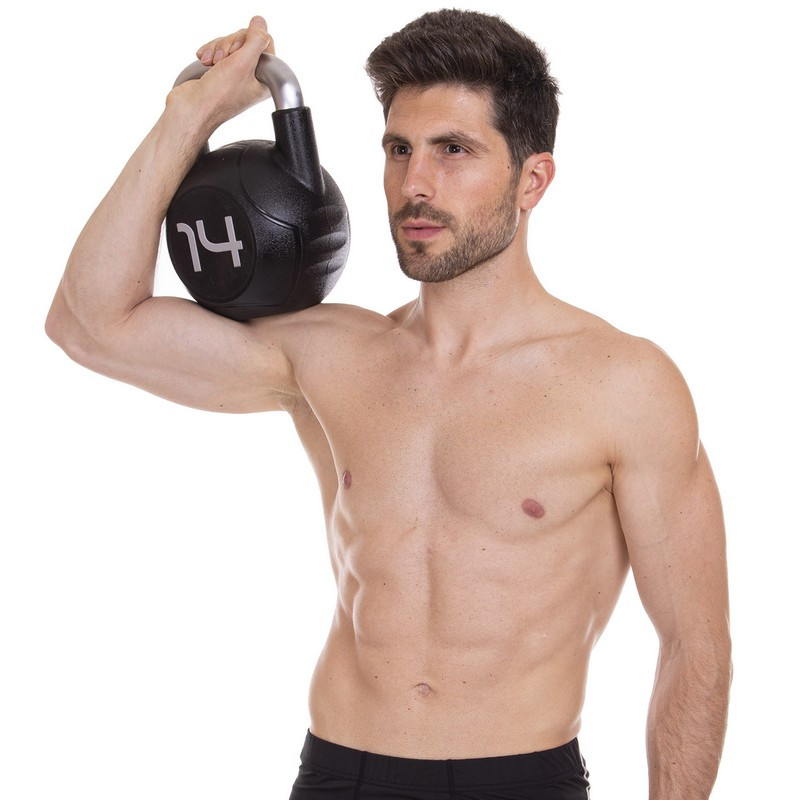 Гиря PU с хромированной ручкой Кроссфит Zelart TA-2681-14 14кг (MD2220-14) (PU, черный)