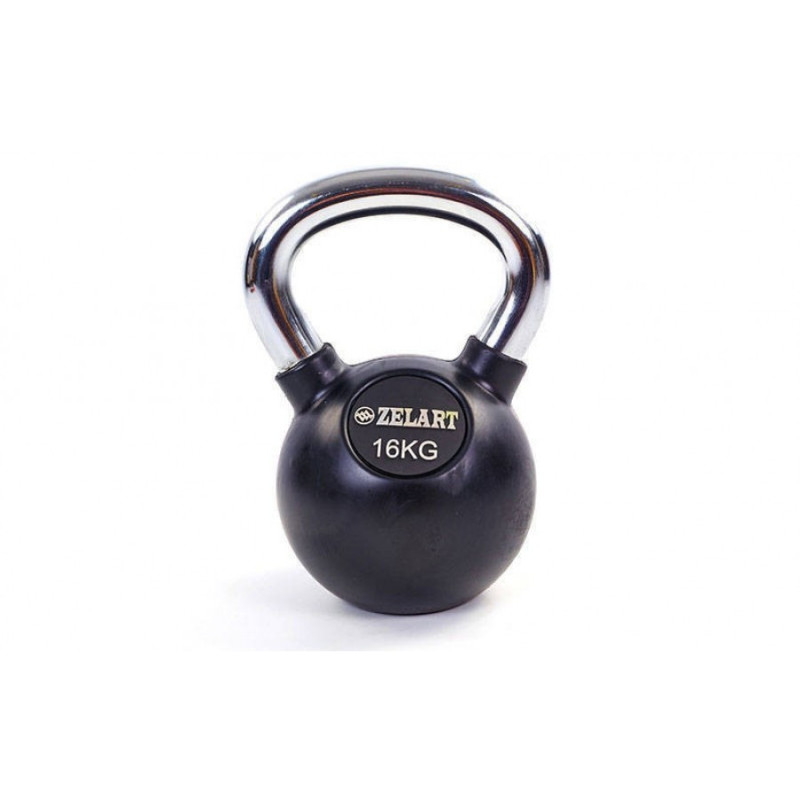 Гиря обрезиненная York на 16 кг с хромированной ручкой ТА-5162-16