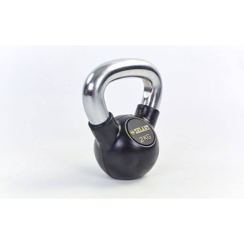 Гиря обрезиненная с хромированной ручкой на 2 кг ТА-5162-2