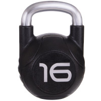 Гиря PU с хромированной ручкой Кроссфит Zelart TA-2681-16 16кг (MD2220-16) (PU, черный)