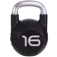 Гиря PU с хромированной ручкой Кроссфит Zelart TA-2681-16 16кг (MD2220-16) (PU, черный)