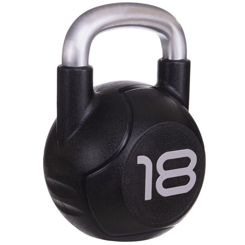 Гиря PU с хромированной ручкой Кроссфит Zelart TA-2681-18 18кг (MD2220-18) (PU, черный)