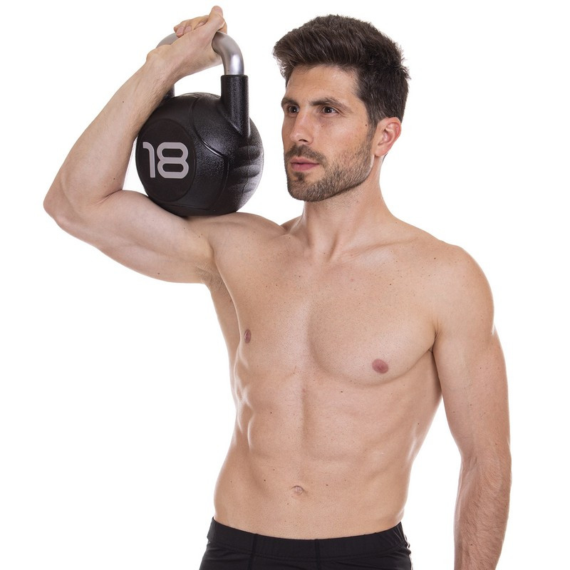 Гиря PU с хромированной ручкой Кроссфит Zelart TA-2681-18 18кг (MD2220-18) (PU, черный)