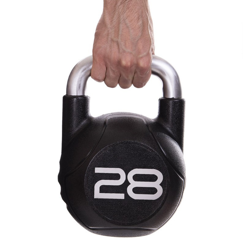 Гиря PU с хромированной ручкой Кроссфит Zelart TA-2681-28 28кг (MD2220-28) (PU, черный)