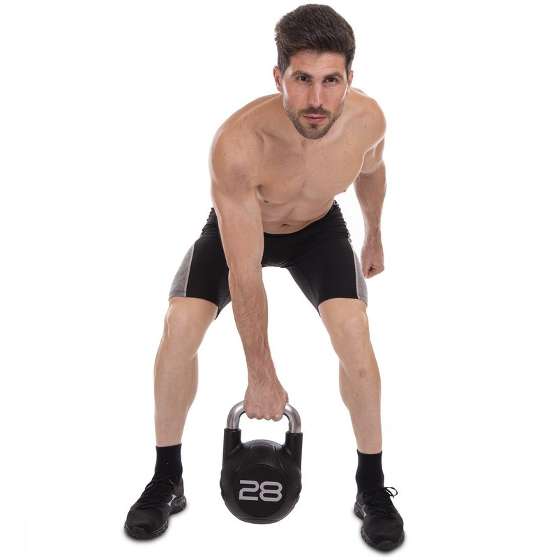 Гиря PU с хромированной ручкой Кроссфит Zelart TA-2681-28 28кг (MD2220-28) (PU, черный)