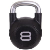 Гиря PU с хромированной ручкой Кроссфит Zelart TA-2681-8 8кг (MD2220-8) (PU, черный)