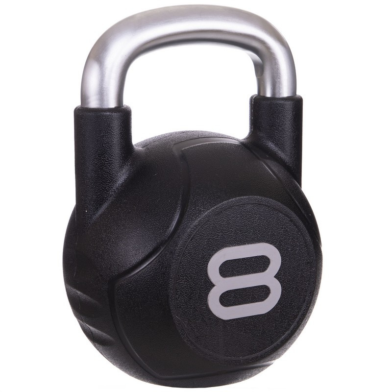 Гиря PU с хромированной ручкой Кроссфит Zelart TA-2681-8 8кг (MD2220-8) (PU, черный)