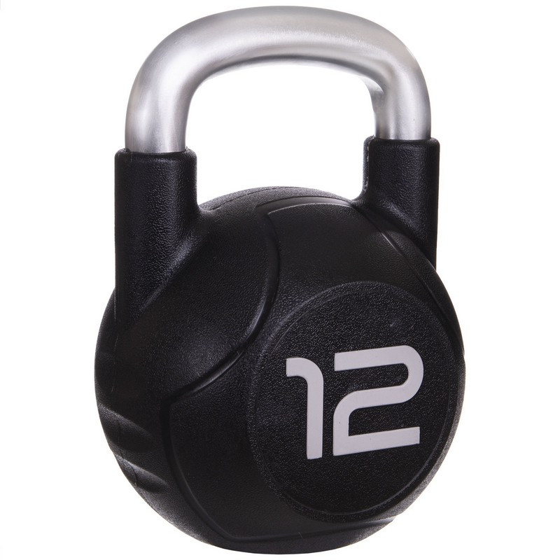 Гиря PU с хромированной ручкой Кроссфит Zelart TA-2681-12 12кг (MD2220-12) (PU, черный)