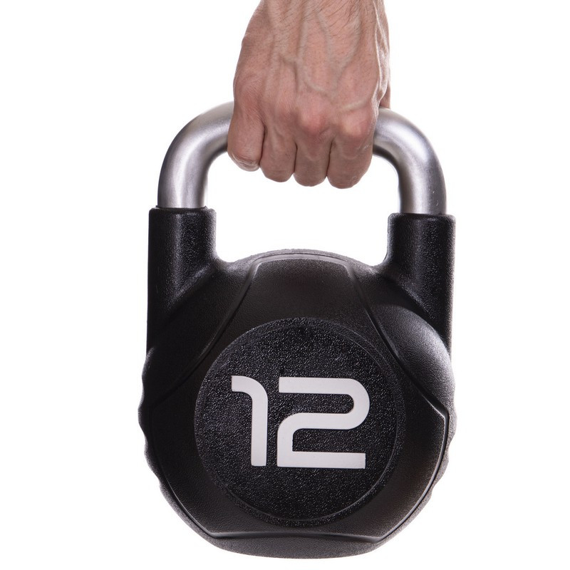 Гиря PU с хромированной ручкой Кроссфит Zelart TA-2681-12 12кг (MD2220-12) (PU, черный)