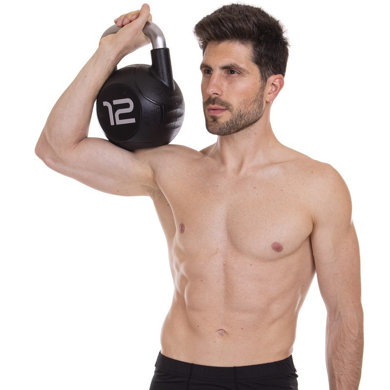 Гиря PU с хромированной ручкой Кроссфит Zelart TA-2681-12 12кг (MD2220-12) (PU, черный)