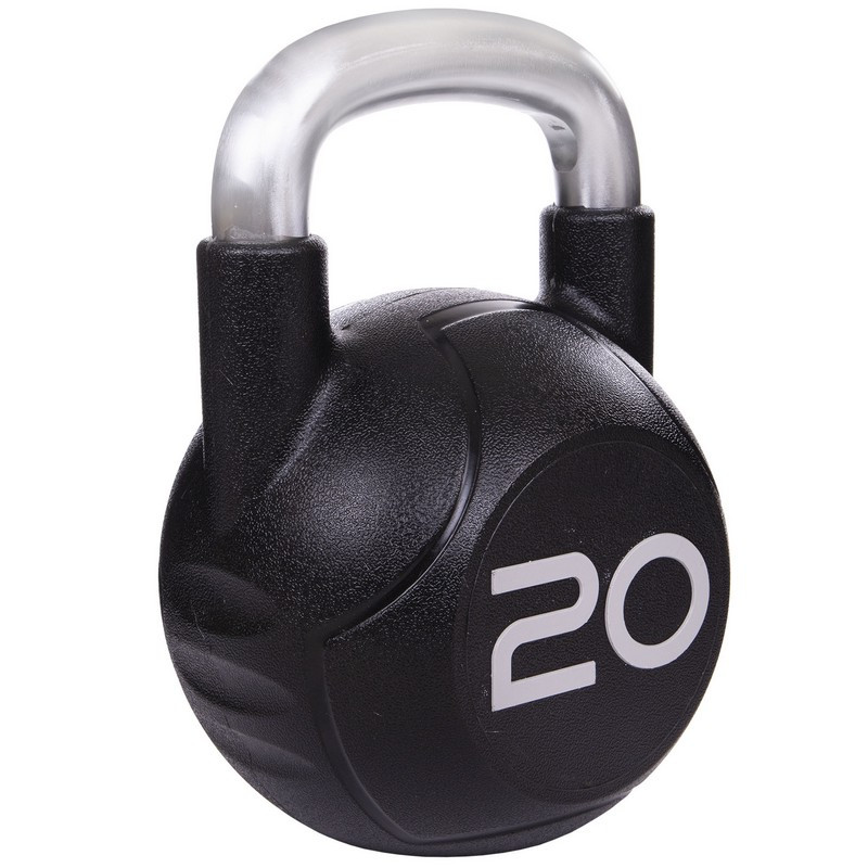 Гиря PU с хромированной ручкой Кроссфит Zelart TA-2681-20 20кг (MD2220-20) (PU, черный)