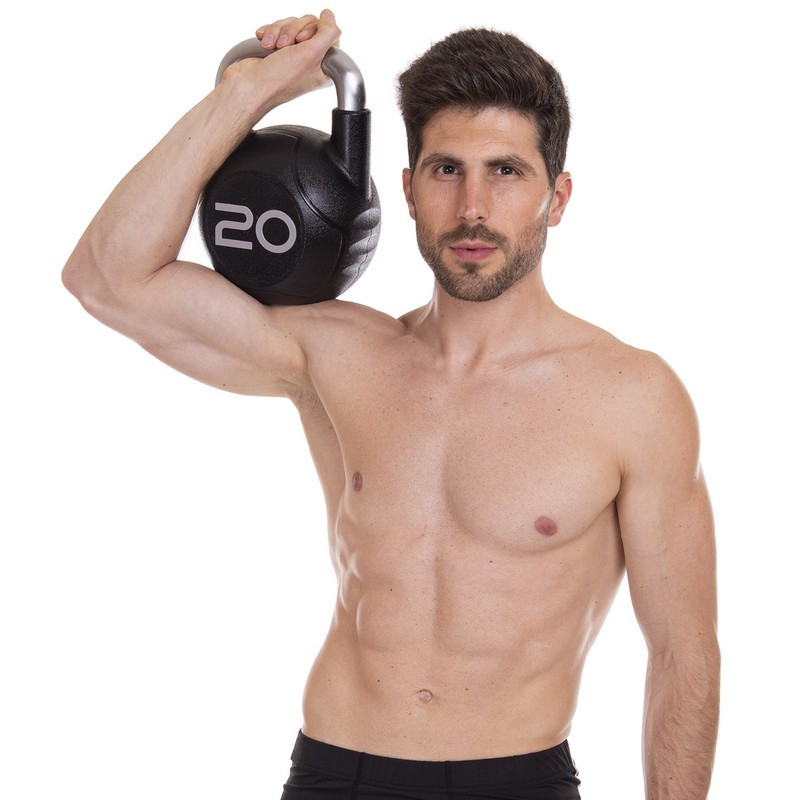 Гиря PU с хромированной ручкой Кроссфит Zelart TA-2681-20 20кг (MD2220-20) (PU, черный)