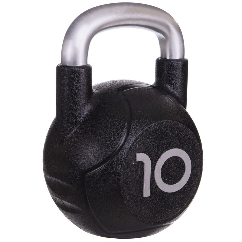 Гиря PU с хромированной ручкой Кроссфит Zelart TA-2681-10 10кг (MD2220-10) (PU, черный)