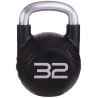 Гиря PU с хромированной ручкой Кроссфит Zelart TA-2681-32 32кг (MD2220-32) (PU, черный)