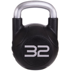Гиря PU с хромированной ручкой Кроссфит Zelart TA-2681-32 32кг (MD2220-32) (PU, черный)