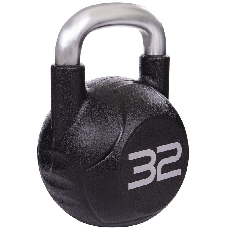 Гиря PU с хромированной ручкой Кроссфит Zelart TA-2681-32 32кг (MD2220-32) (PU, черный)