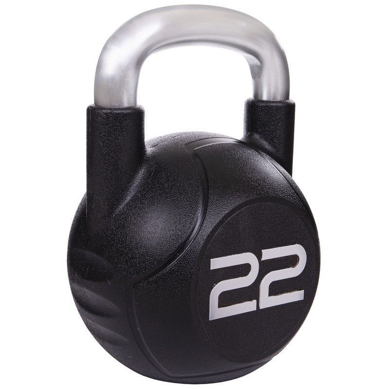 Гиря PU с хромированной ручкой Кроссфит Zelart TA-2681-22 22кг (MD2220-22) (PU, черный)