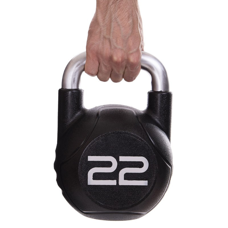 Гиря PU с хромированной ручкой Кроссфит Zelart TA-2681-22 22кг (MD2220-22) (PU, черный)