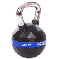 Гиря PU с хромированной ручкой Кроссфит Zelart FI-1973-20 20кг (PU, черный)