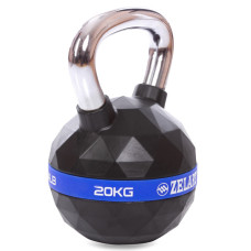 Гиря PU с хромированной ручкой Кроссфит Zelart FI-1973-20 20кг (PU, черный)